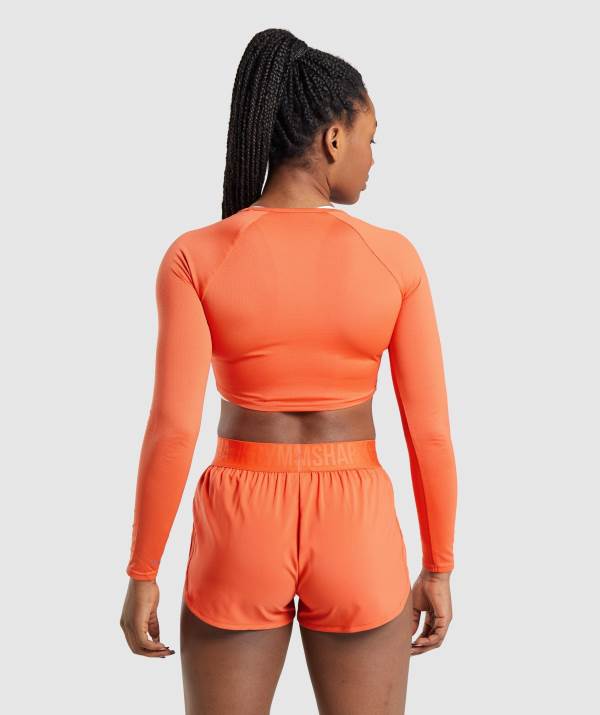 Damske Crop Top Gymshark Training Long Sleeve Oranžové | TC3098571